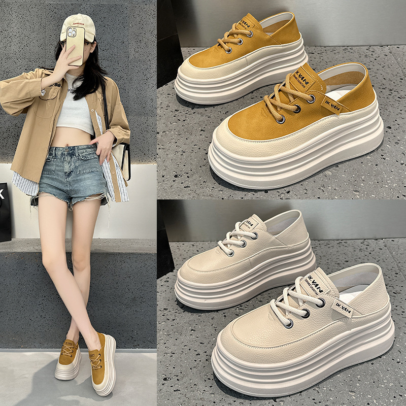 Women's Sneakers 2026 Spring and Autumn New Style Genuine Leather Fashionable Breathable Thick-Soled Stylish Platform Slip-On Casual Shoes Women's Sneakers 2026 Spring and Autumn New Style Genuine Leather Fashionable Breathable Thick-Soled Stylish Platform Slip-On Casual Shoes