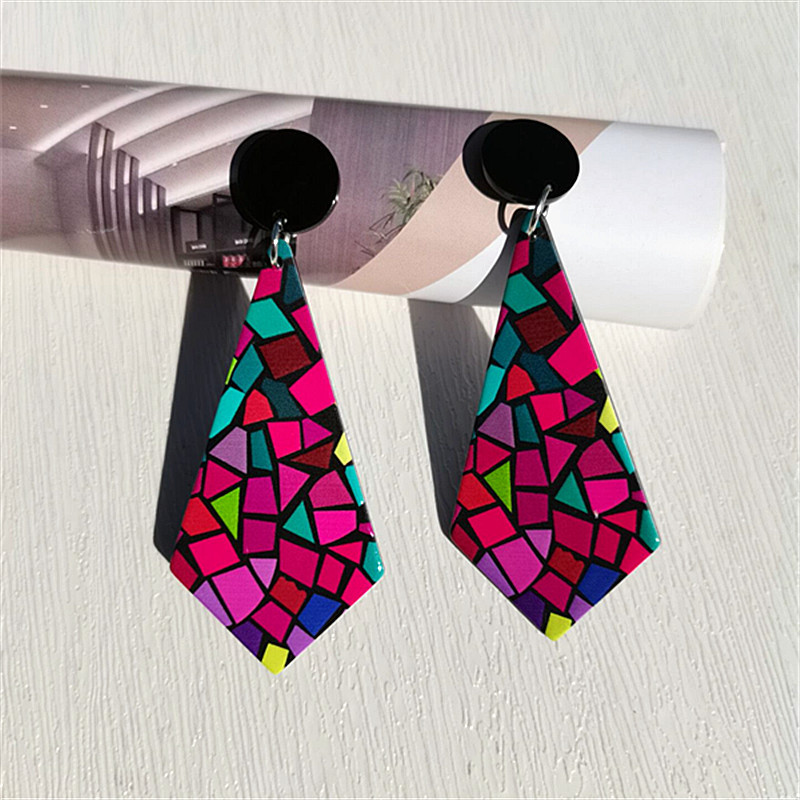 Daily Occasion Acrylic Material 1 Pair Fashion Color Block Arylic Drop Earrings