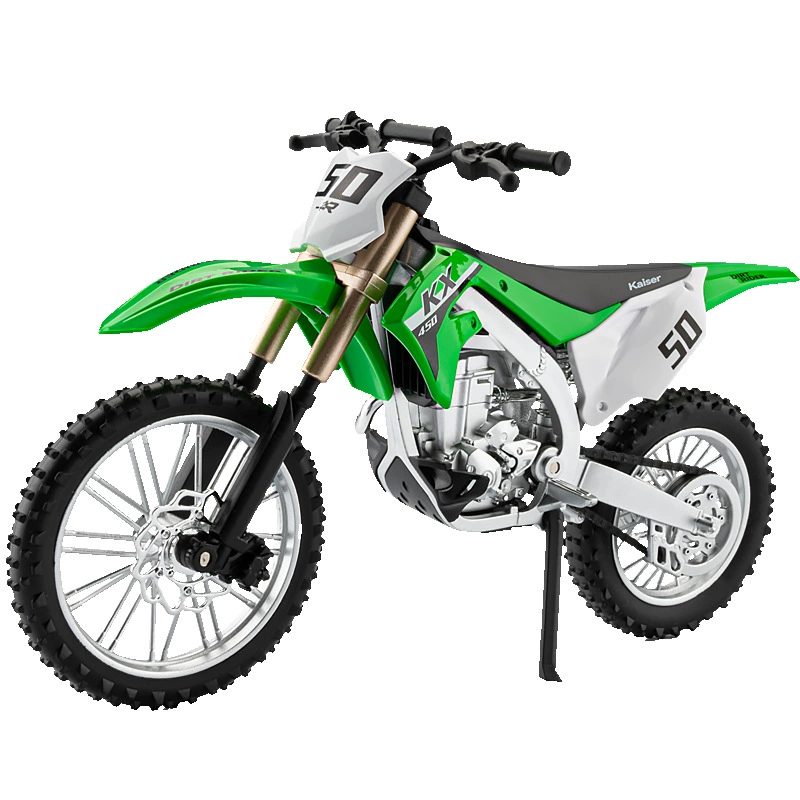 Kawasaki, реалистичная металлическая игрушечная машина, ручка, внедорожный минифигурка, мотоцикл, масштаб 1:10