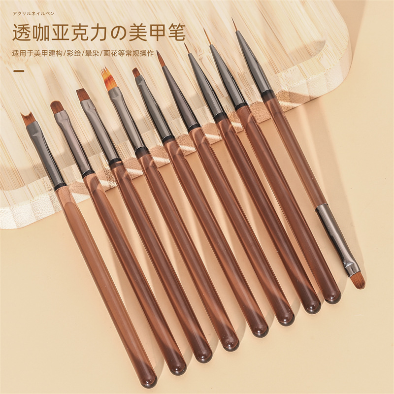 Cepillo de uñas japonés cepillo construcción pluma semi-transparente varilla fototerapia pintado dibujo pluma gradiente pluma ventas directas de la fábrica