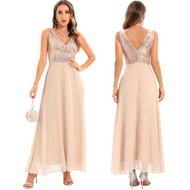 Sexy chiffon sequined dress European and American Foreign Trade women's clothing AliExpress Amazon evening dress party dress Sexy chiffon sequined dress European and American Foreign Trade women's clothing AliExpress Amazon evening dress party dress