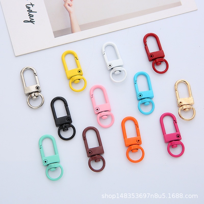 彩色烤漆门扣饰品挂扣糖果色U型小门扣钥匙扣弹簧狗扣diy饰品配件