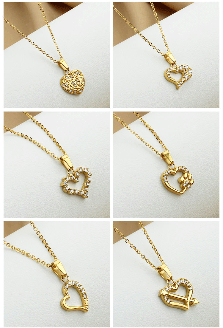 Heart Shape Pattern Women's Gender Titanium Steel Basic Modern Style Classic Style Plating Inlay Heart Shape Zircon Pendant Necklace