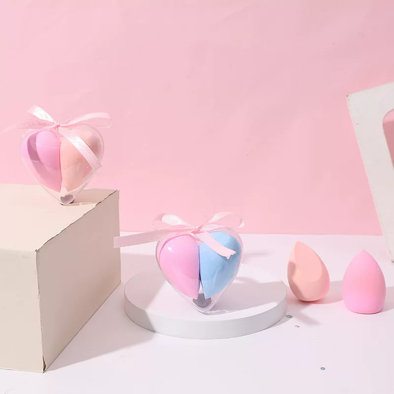 Cosmetic sponge heart shaped, set, makeup primer