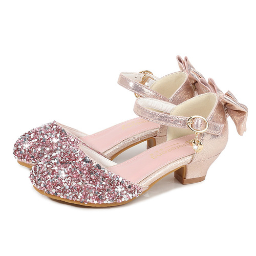 Children's princess shoes summer Korean style sandals durable high heels baby silver single shoes little girl performance shoes