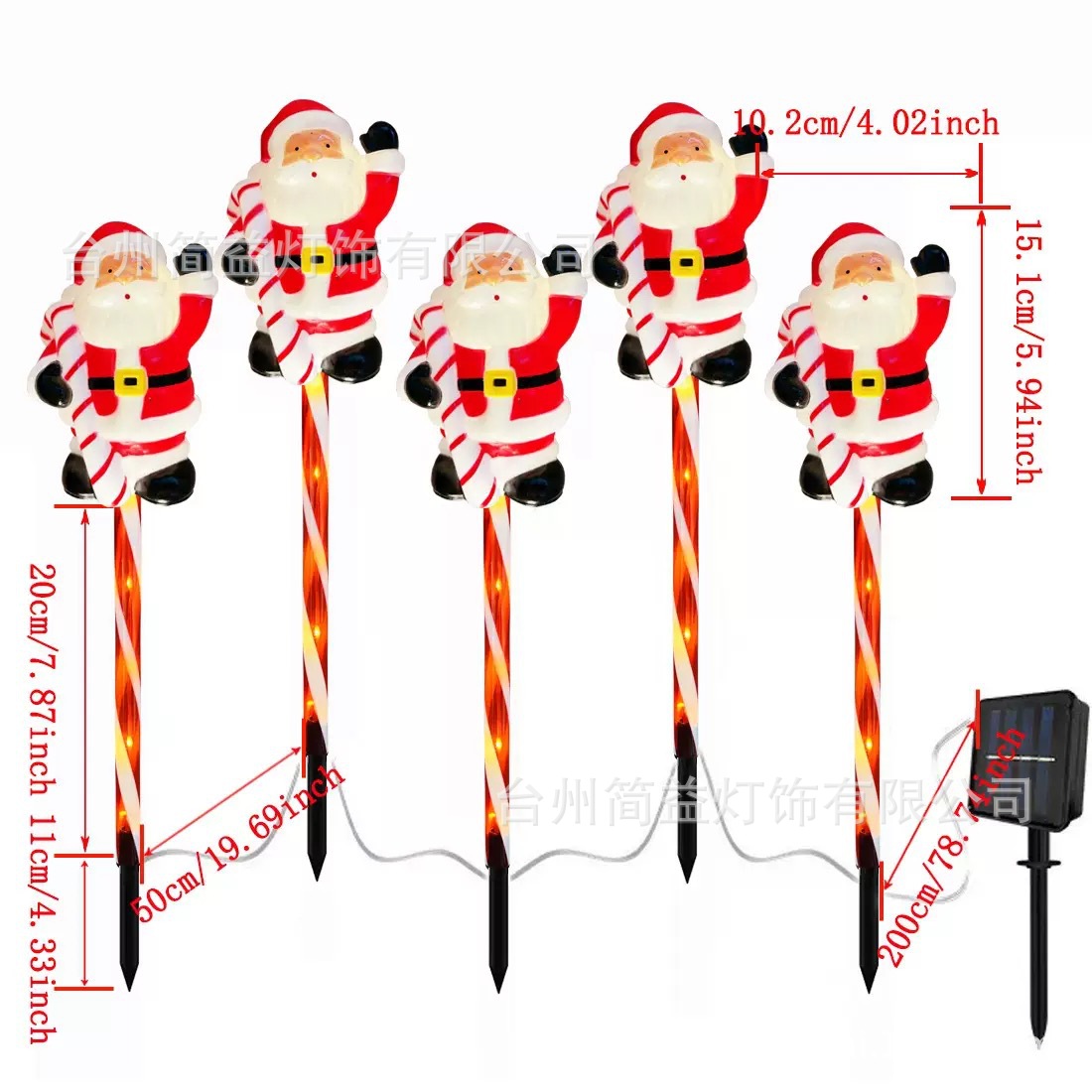 Un remolque de cinco muletas Papá Noel - tubo rojo - energía solar