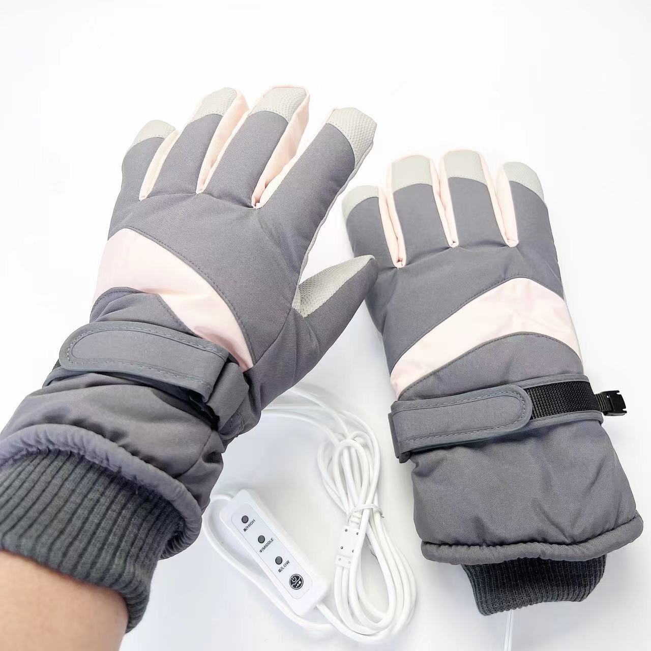 Guanti riscaldanti USB Guanti da sci invernali caldi riscaldanti palmo ispessito antiscivolo touch screen tessuto Oxford sport equitazione_voghion.com