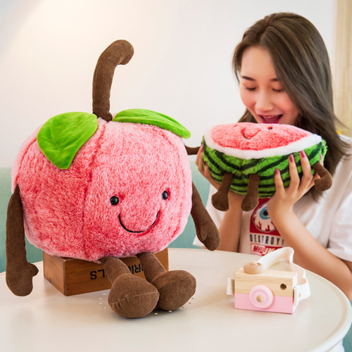 Creative watermelon cherry plush toy short plush simulated fruit doll cute girl pillow cute doll gift
