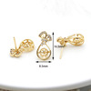 Silver needle, earrings, copper golden accessory from pearl, silver 925 sample, 750 sample gold, micro incrustation, four-leaf clover