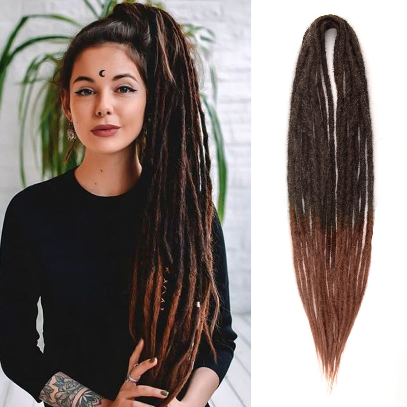 Amazonのベストセラーのヒップホップレゲエヨーロッパとアメリカの黒人ダブルテールドレッドヘア超ロングシングルストラップオン模擬編み込みスタイル|undefined
