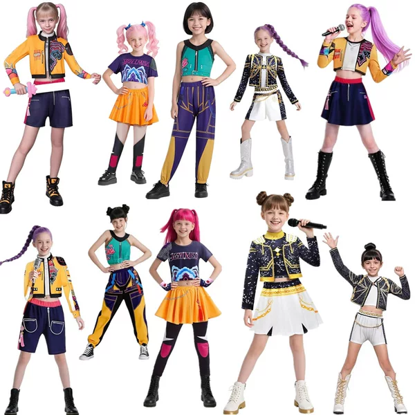 2025 Popular Demon Hunter Costume Trendy Singer Halloween Women's Clothing Children's Clothing Demon Hunter Girl Group Outfit