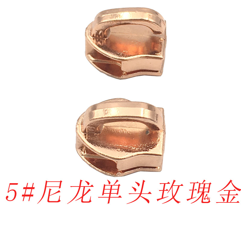 En stock al por mayor N ° 3 N ° 5 N ° 10 dientes de goma de nylon elefante nariz de una sola cabeza equipaje cabeza colgante chapado rodillo chapado multi-color