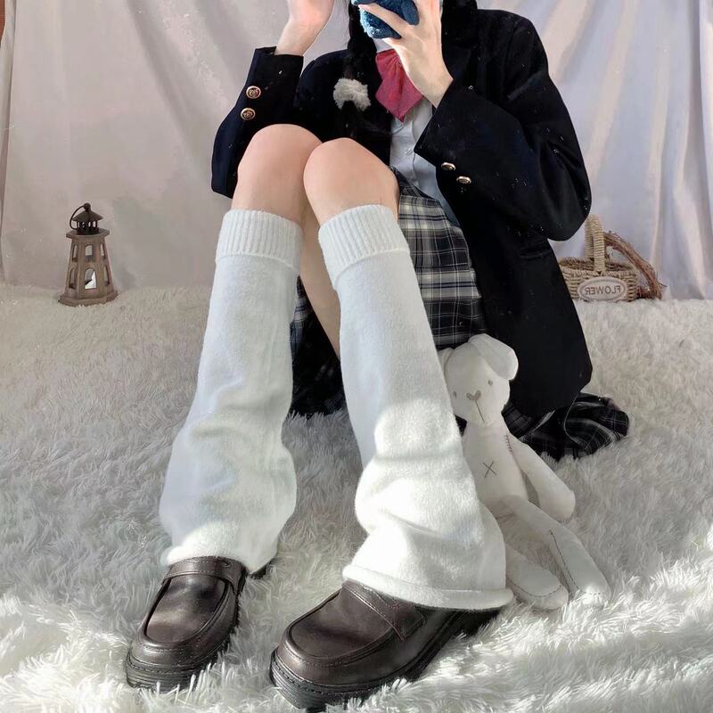 Knitted Leg Cover Y2K Hot Girl Style JK Long Barrel Stacked Socks for Children Autumn Flare Striped Skinny Calf Socks Cover