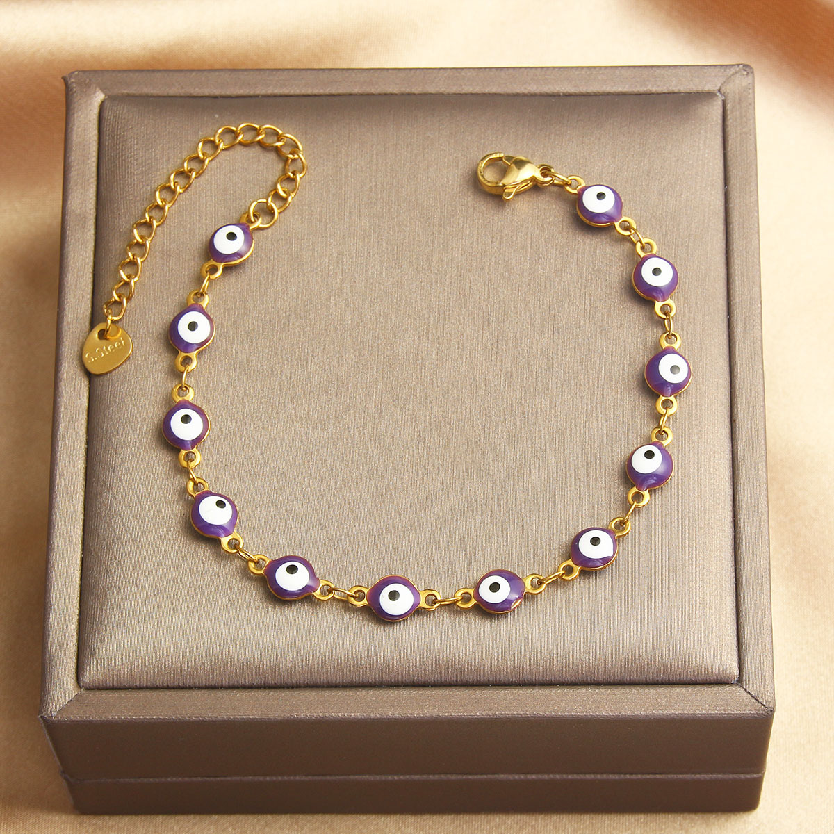 cable chain Chain Type Lady Devil's Eye 304 Stainless Steel Bracelets In Bulk