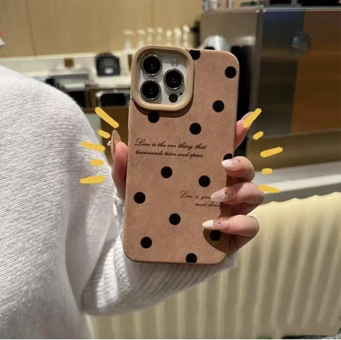 Nuevo punto de onda para iphone16 funda para teléfono móvil niña Apple 15promax/14 transfronterizo 13pro12 piel de oveja