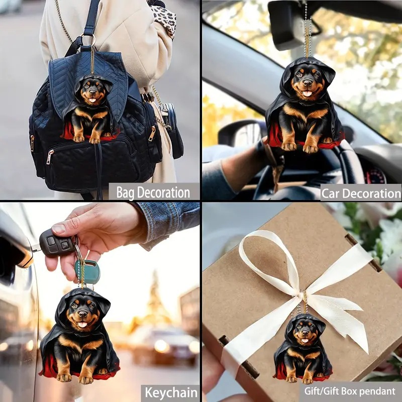 Acrílico creativo guapo perrito colgante decoración de automóviles colgante plano colgante equipaje llavero accesorios bolsos image 4
