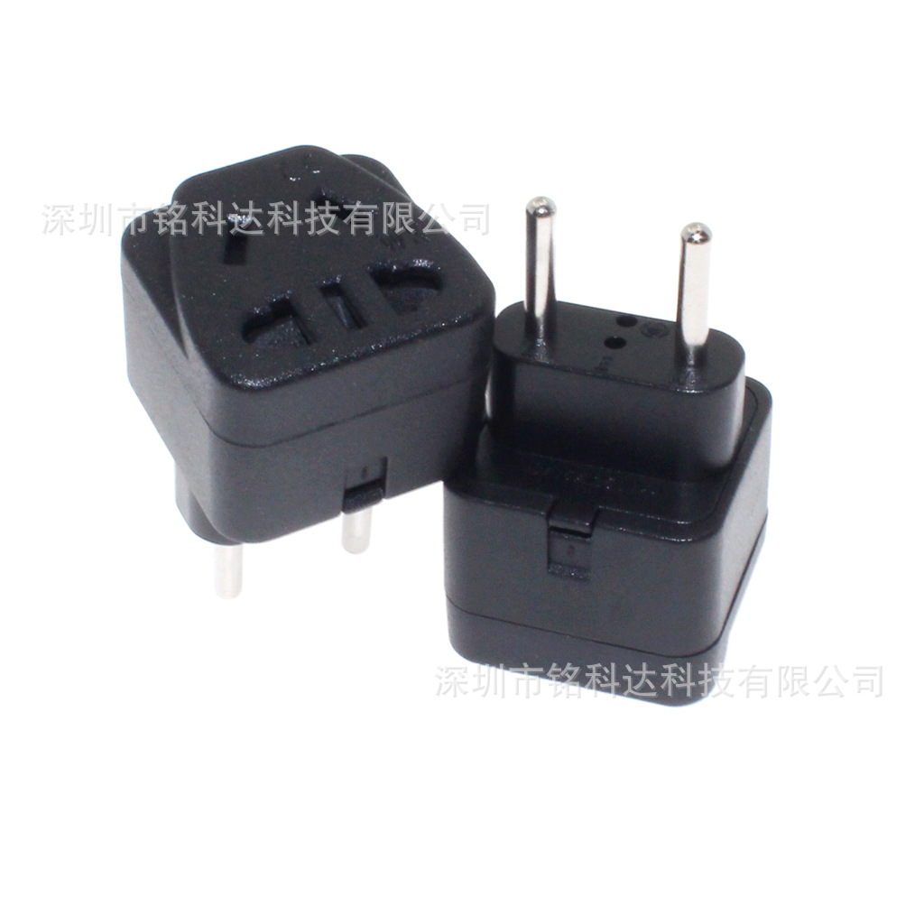 欧式两圆脚4.0小欧插头欧规欧洲国家游通用插头转新国标5孔WK-9C