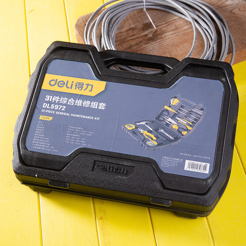 Deli DL5972 household tool box set electrician woodworking repair set 31-piece set hardware tools wholesale