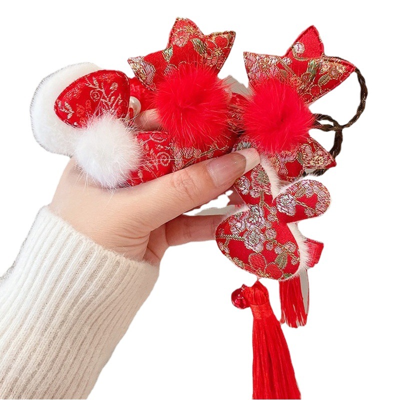 Broches de Pelo con Borlas para Niñas de Tela para Año Nuevo y Niñas image 1