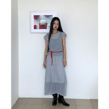 EVERTRUE 2024春季韩版十三行针织镂空中长款罩衫连衣裙女装65302