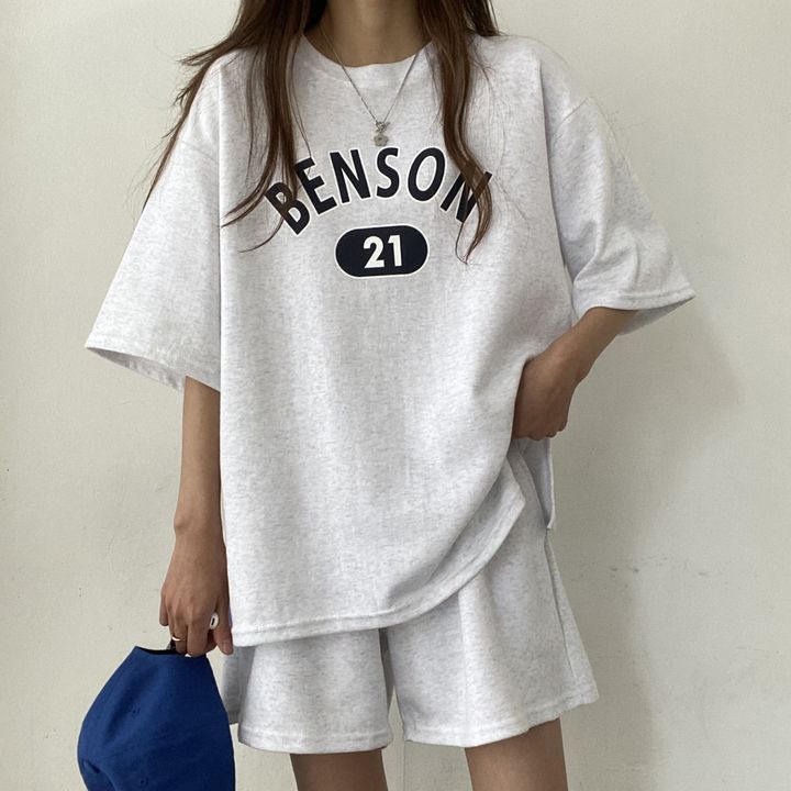 100% algodón traje de comercio exterior ropa de mujer más tamaño de dos piezas de verano moda casual ropa deportiva pantalones cortos de manga corta al por mayor