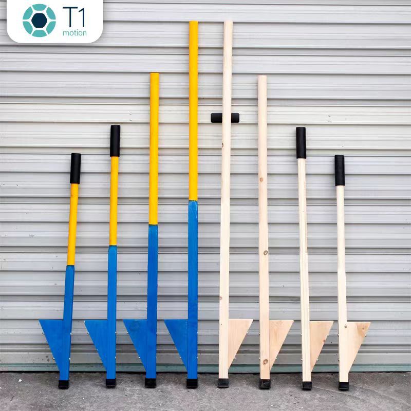 단단한 목재는 아이들의 견줄 균형 유치원 나무 대나무 말 긴 손잡이 성인 재미 민속 삼각대 야외