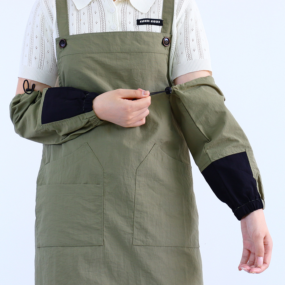 Mangas de delantal doméstico transfronterizas secado rápido tela elástica cuerda de dibujo elástica ajustable torre de terciopelo mangas de delantal impermeable