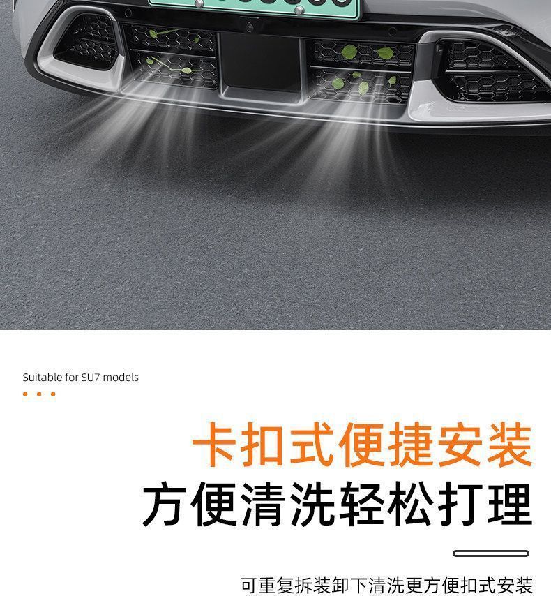 Compatible with the new generation Xiaomi SU7 car insect-proof net, front grille air intake protection cover, modification accessories