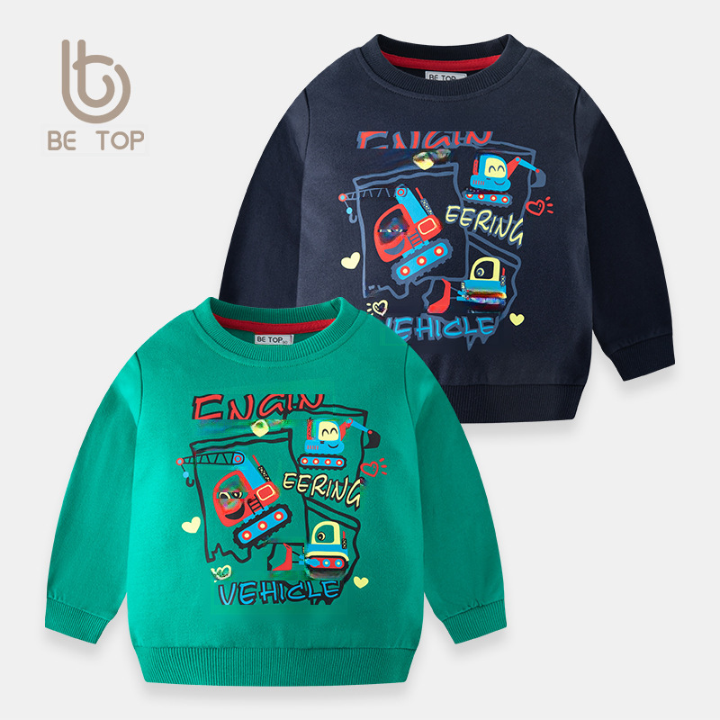 Spring and Autumn Cartoon Stylish Children's Sweatshirt 2024 New Baby Crew Neck Medium and Small Boys Cool Shirt Dropshipping One Piece