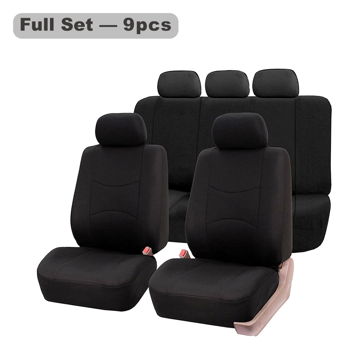 General polyester cloth car seat cover 9 sets_voghion.com