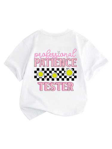 Cute and Casual Short-Sleeve T-Shirt with Floral Alphabet Print for Girls - Summer Round Neck Children's Apparel