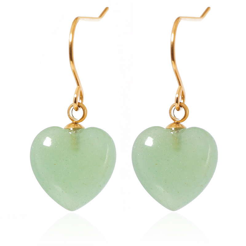 Conjunto de joyería europea y americana Collar de piedra natural en forma de corazón Pendientes de amor Verano femenino Advanced Sense No se desvanece Joyas de acero de titanio