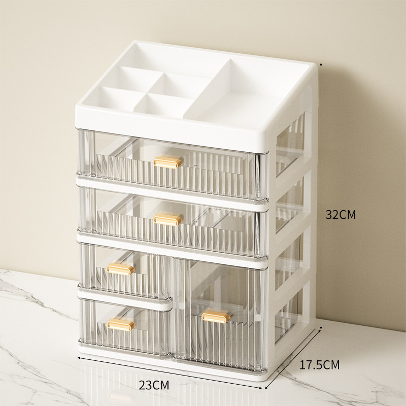 흰색 + 4개 레이어(대형 서랍 2개 + 작은 서랍 2개 + 수직 서랍 1개 + 분할 레이어)