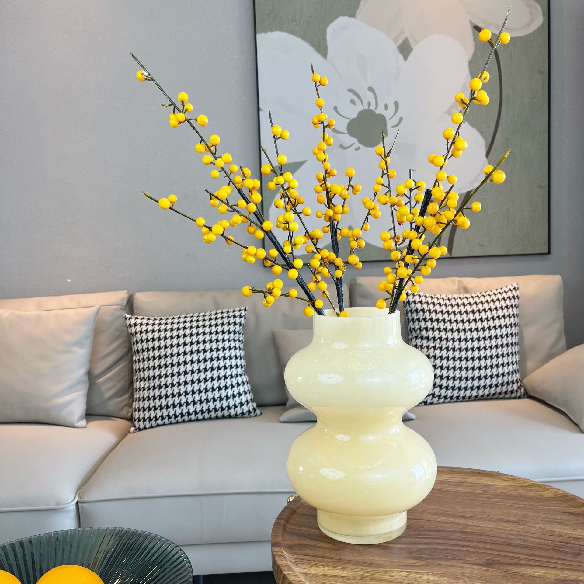 Ins New Chinese Style Fenton Glass Vase Living Room Flower Arrangement Hydroponic Retro Home Dining Table Decor Ornament