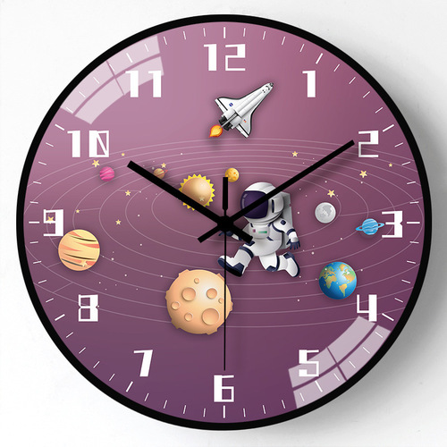 【8英寸20cm】卡通宇航员时钟儿童房挂钟家用卧室静音创意钟表