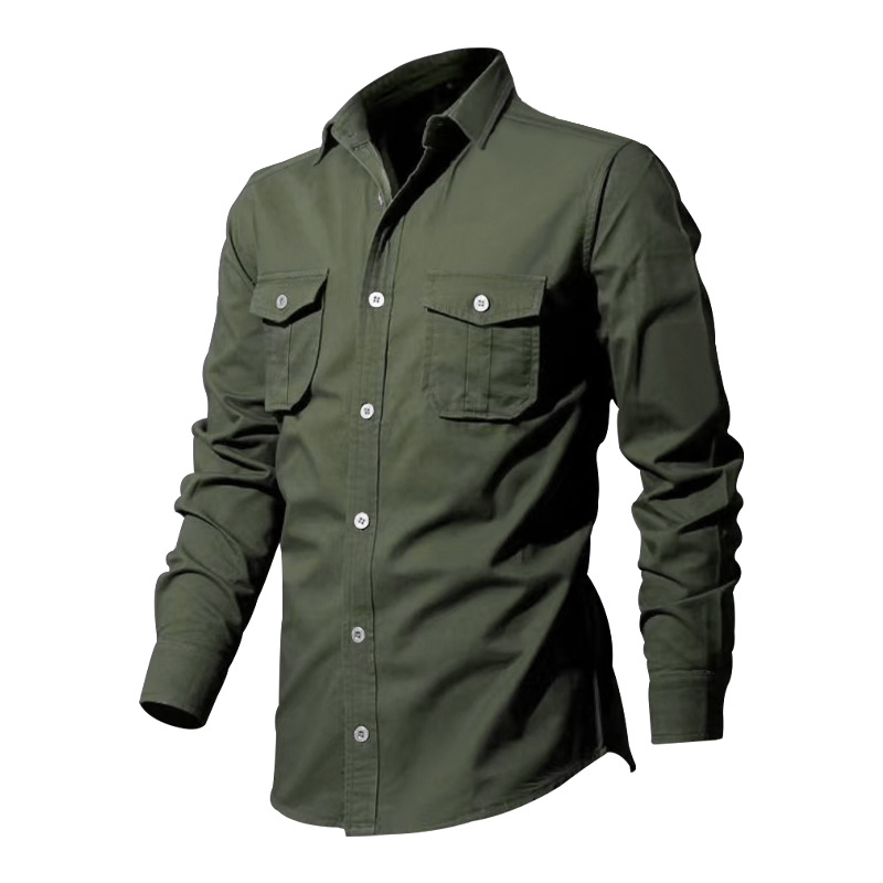 Men's Casual Long Sleeve Shirt With Multi Pockets For Men_voghion.com