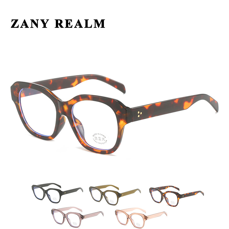 Nuevo estilo coreano retro ojo de gato marco grande anti-azul gafas de luz cara redonda versátil beige uñas marco negro gafas de Marco liso fabricante