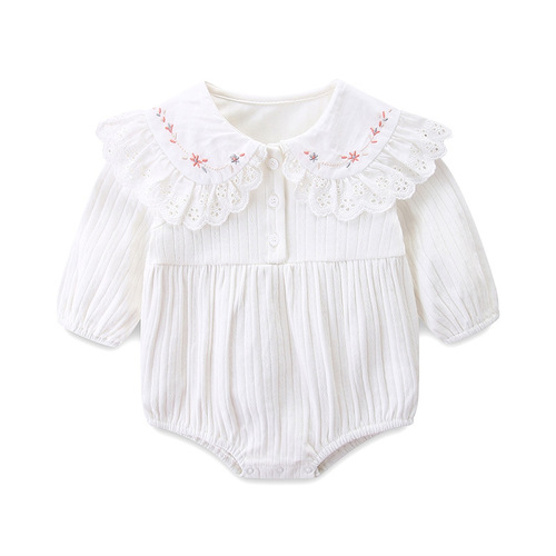 idea spring and autumn new style triangle embroidery Korean version girls' crawling clothes hayi infant onesies 2162