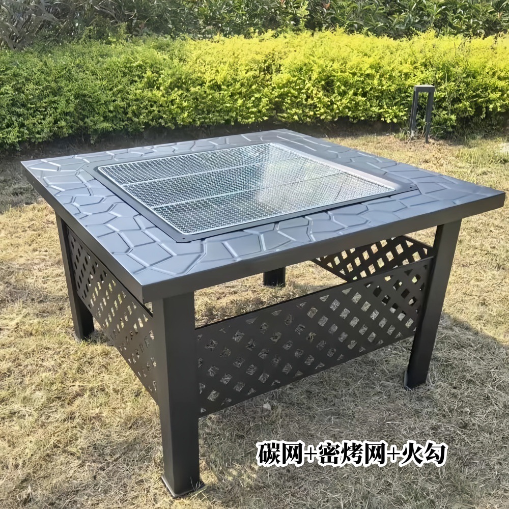 Horno de barbacoa de alto nivel de patio, mesa de barbacoa móvil, parrilla de barbacoa interior, horno de cocción de té, conjunto de horno de fuego doméstico