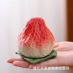 ♤クリエイティブセラミック果物いちご茶葉缶家庭用シールストレージ防湿キャンディー灌漑デスクトップ茶台