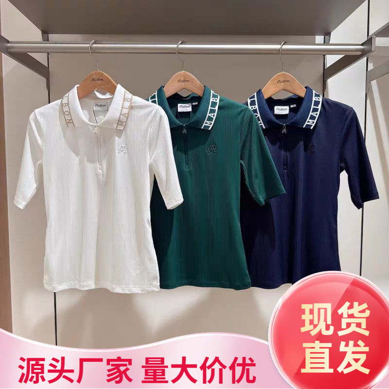 2025 Summer Korean Malbon Golf Wear Women's Casual Sports Breathable Slim Fit Easiest for Match Short-Sleeved T-Shirt