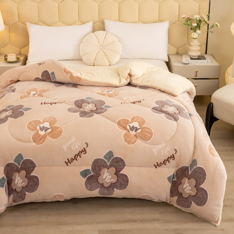 겨울 벨벳 이불 - 행복한 꽃이 피다 [촉감이 따뜻하고 푹신하고 부드럽습니다]