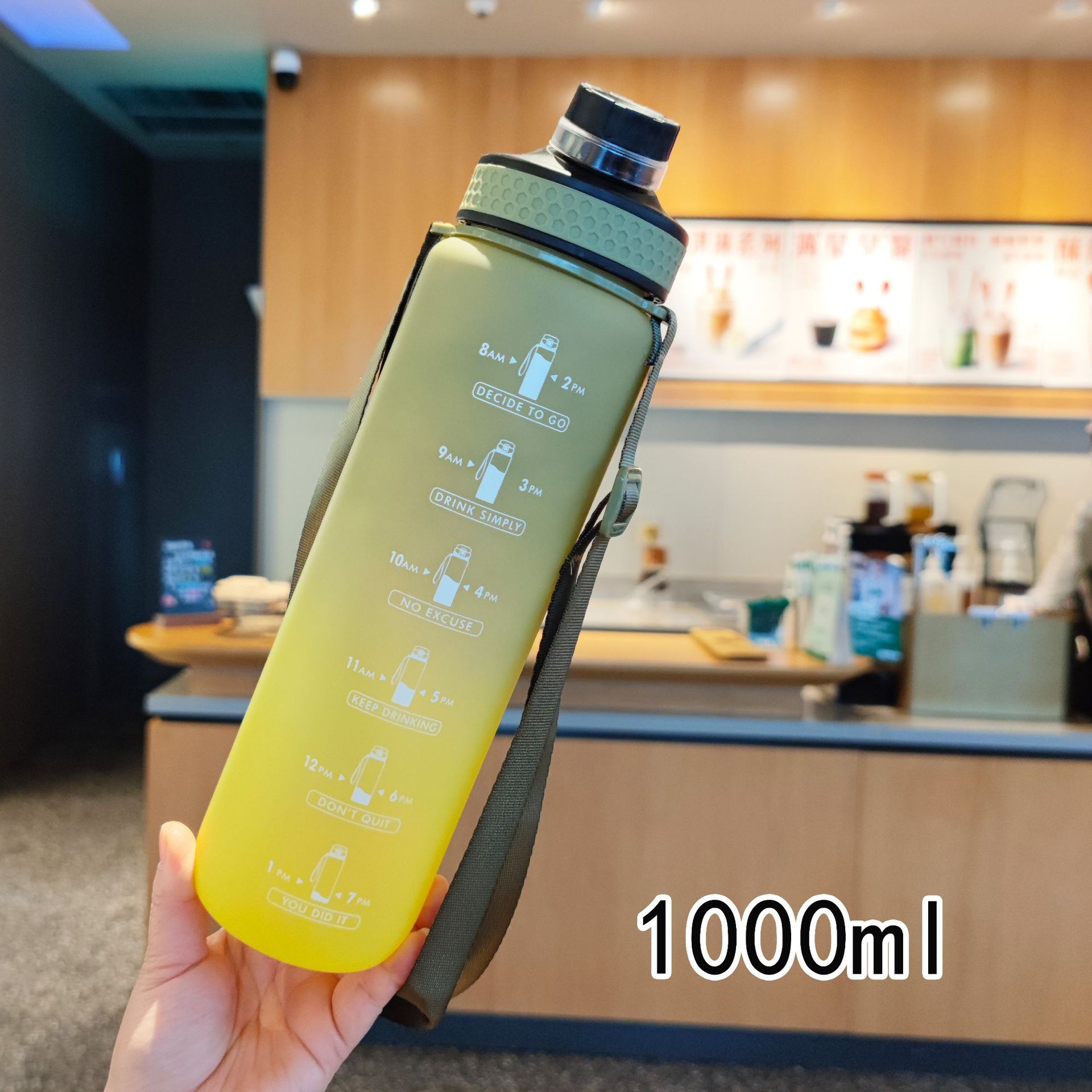 Taza espacial Taza de plástico para beber directa Correa para deportes al aire libre para estudiantes masculinos y femeninos Taza de agua portátil para adultos con fugas de té Amazon