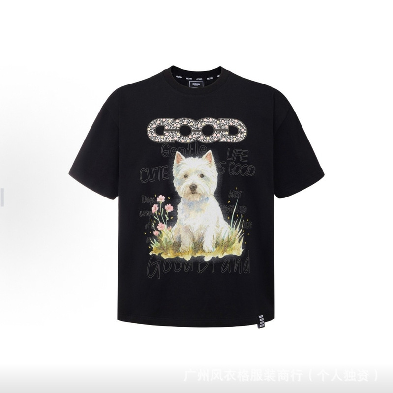 Gb-Goodbrand 2026Ss New Floral and Puppy Design, Light Luxury, Fashionable and High-End Short-Sleeved Shirt, Same Style for Men and Women