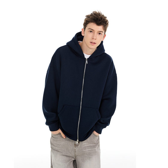 Yun En Spring and Autumn Heavy Air Layer Hooded Cardigan Zipper Sweater Men's and Women's Same Profile American Fashion Brand Jacket