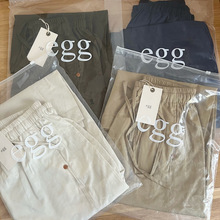 egg家2026早春季新款宽松抽绳松紧腰抽绳直筒裤女百搭纯色休闲裤