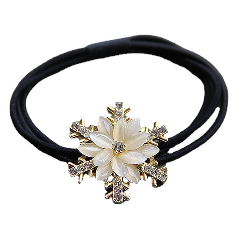 Nueva diadema de metal Opal de las mujeres simple elegante Cola de Caballo banda de pelo de tres capas de goma cuerda de las mujeres al por mayor