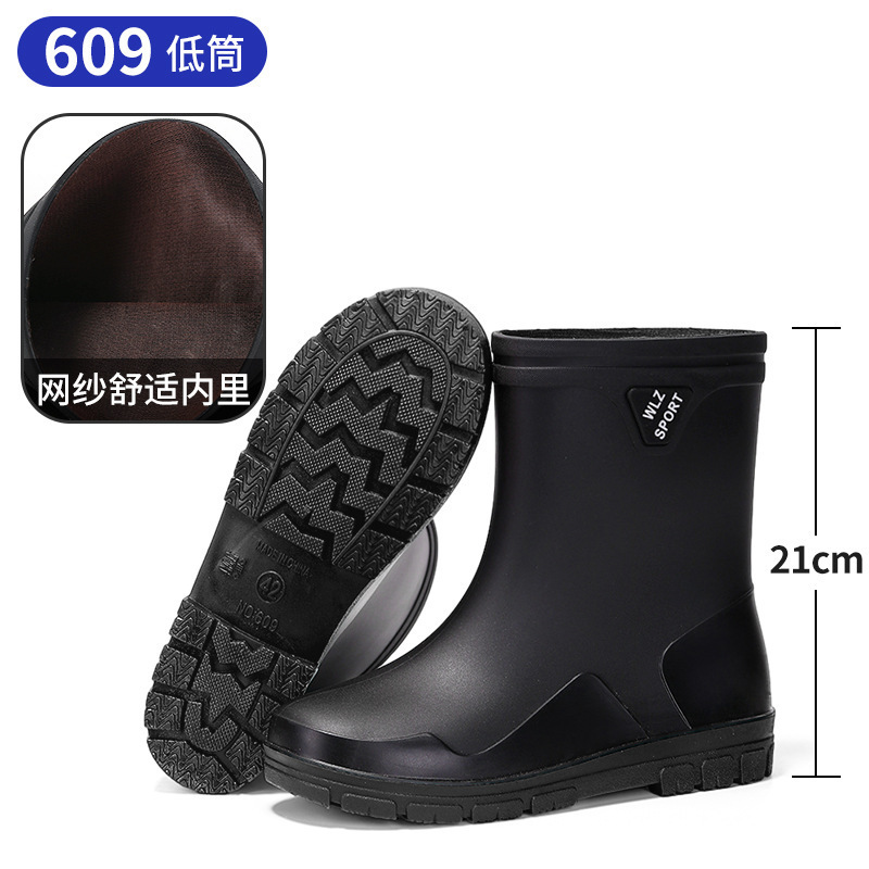 Reflector nocturno de la escuela secundaria baja botas de lluvia para hombres viajes seguros de pesca sitio de construcción de montaña anti-deslizante zapatos de agua zapatos de goma