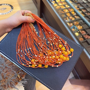 Original Design Natural South Red Agate Necklace Single Bead South Red Clavicle Chain Summer Fashion Live Welfare