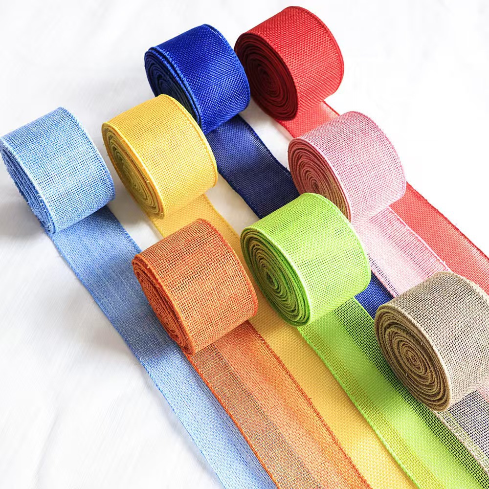 Decoraciones de Pascua de primavera lino de color sólido cintas de color fiestas decoraciones de arco DIY